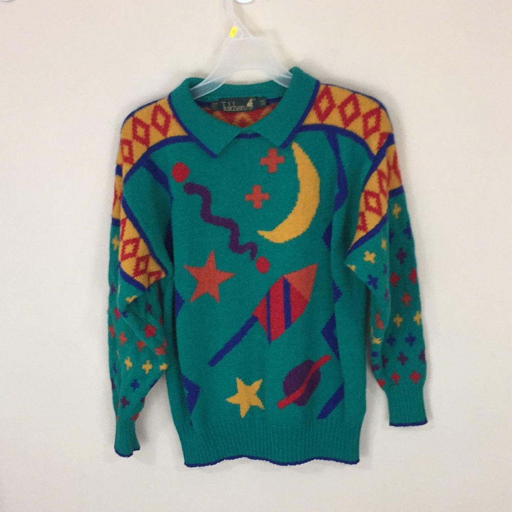 Vintage Tuchman Wool Y2K Vibrant  Wool Sweater One Size